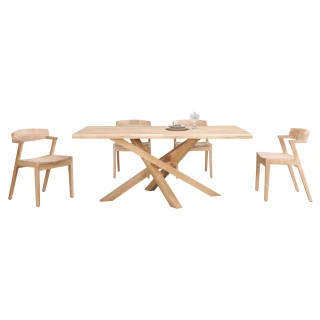 【Hampton 漢汀堡】卡姆登6尺原木色全實木餐桌椅組-1桌4椅(一般地區免運費/餐桌椅組)