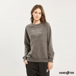 【Hang Ten】女裝-恆溫多功能-抗菌除臭刷毛彈性保暖大學T(花紗黑灰)