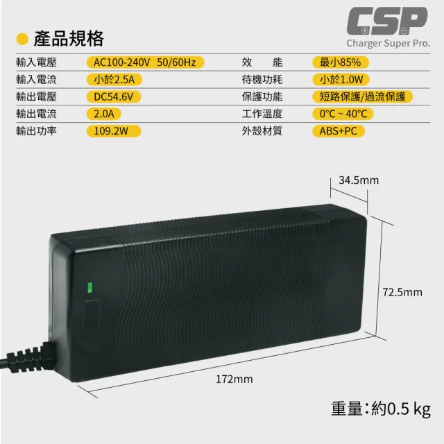 【CSP】電動堆高機高效能自動充電器(相容於48V2A電池 快速充電 耐用設計 工業用途的理想選擇)