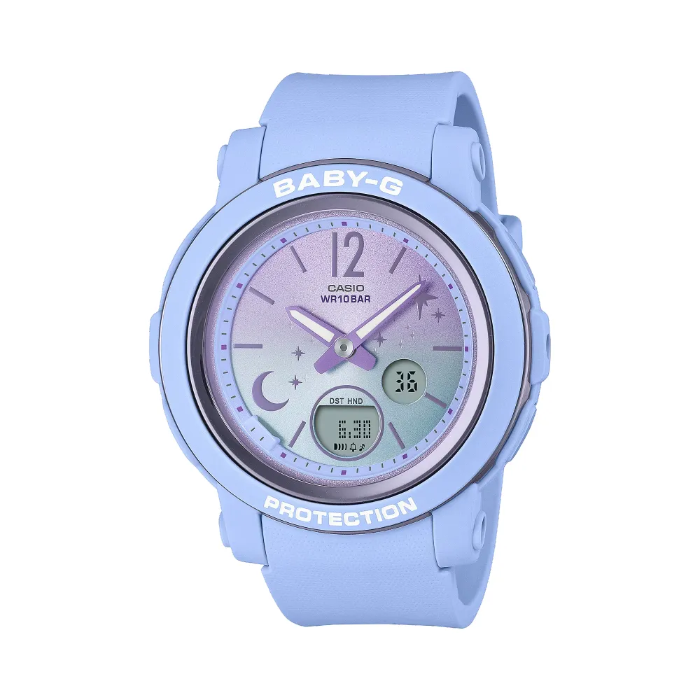 【CASIO 卡西歐】群星光輝寬型錶面時尚腕錶 夜空紫 41.5mm(BGA-290DS-2A)