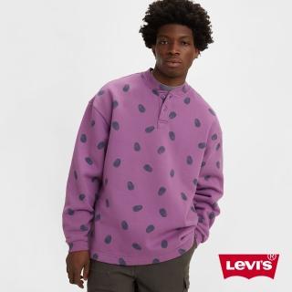 【LEVIS 官方旗艦】滑板系列 男款 Oversize寬鬆版超重磅亨利領大學T/550GSM厚棉 熱賣單品 A2942-0001