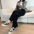 【D.studio】韓版奶油色燈芯絨高腰直筒垂感寬褲(褲子 長褲 休閒褲 女裝 高腰褲 拖地褲 直筒褲 寬褲 P175)