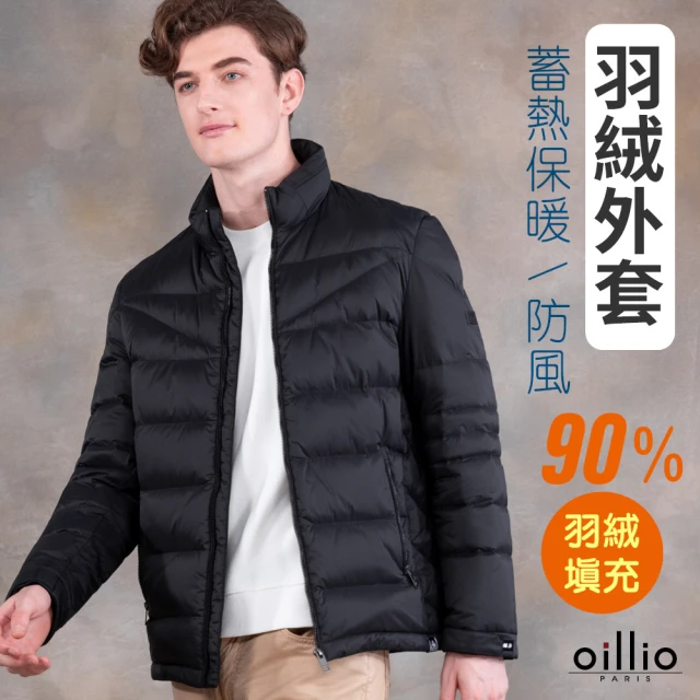 oillio 歐洲貴族 男裝 保暖羽絨外套 立領款 經典壓紋