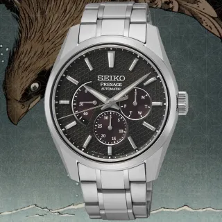 【SEIKO 精工】PRESAGE新銳系列 麻葉圖騰 黑鳶色 機械腕錶 禮物推薦 送禮首選(SPB307J1/6R21-01H0D)