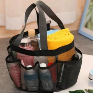 【May Shop】4入組 露營旅行沙灘包洗澡游泳浴包8口袋網紗收納包