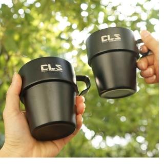 【May Shop】加厚304不銹鋼4件套杯咖啡杯隔熱防燙雙層真空杯野餐燒烤便攜水杯(富收納包)