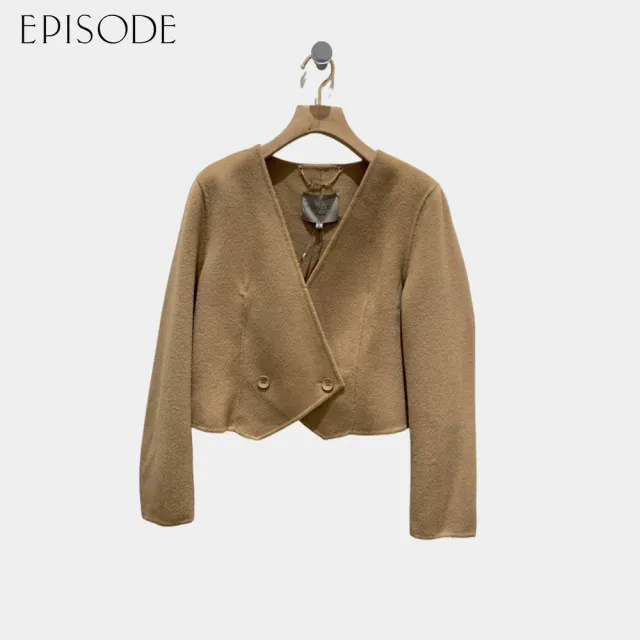 【EPISODE】出清品 修身輕薄舒適V領短版羊毛外套135010（駝色）