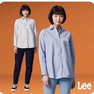 【Lee 官方旗艦】女裝 長袖休閒襯衫 / 左胸刺繡 小LOGO 共2色 Oversized版型(LB307009500 / LB307009109)