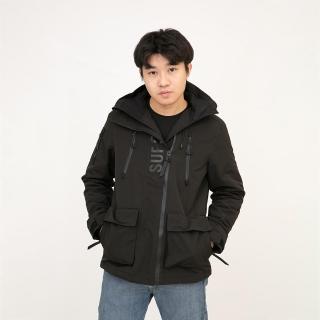 【Superdry】男外套 防風衣 冬季新款 鋪棉 防水拉鍊 Superdry 連帽 外套 雙拉鍊 平輸品(防風外套)