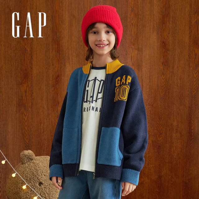 GAP 男童裝 Logo連帽外套-灰色(429331)優惠推