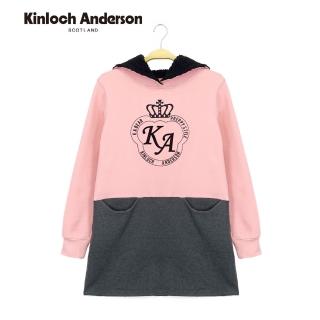 【Kinloch Anderson】羔羊連帽拼接長袖上衣/連身裙 金安德森女裝(KA0667005 粉/灰)