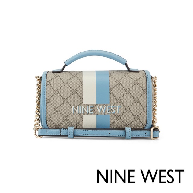 【NINE WEST】DELAINE 迷你拼接斜背包-拼接藍(127378)