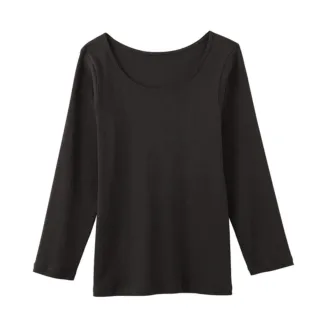 【Gunze 郡是】輕柔純棉長袖衛生衣-黑(CB3246-BLK)