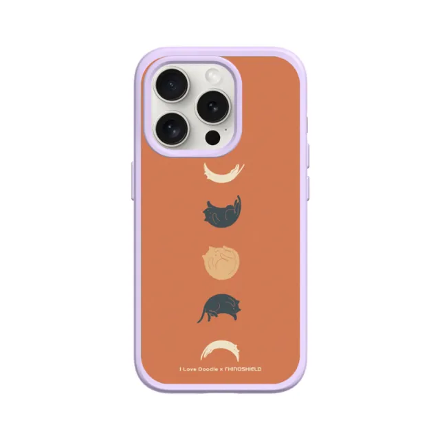 【RHINOSHIELD 犀牛盾】iPhone 11/Pro/Pro Max SolidSuit背蓋手機殼/貓咪月象-橘(I Love Doodle)