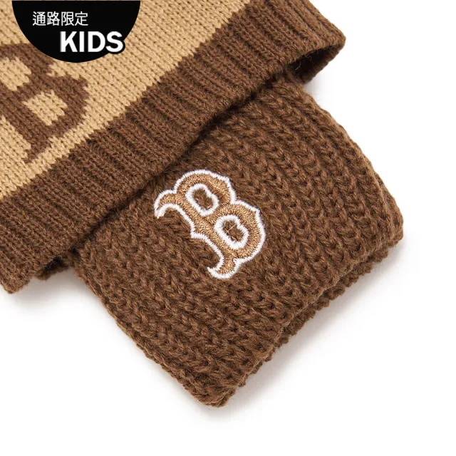 【MLB】童裝 針織手套 MONOGRAM系列 波士頓紅襪隊(7AGLM0136-43BGD)