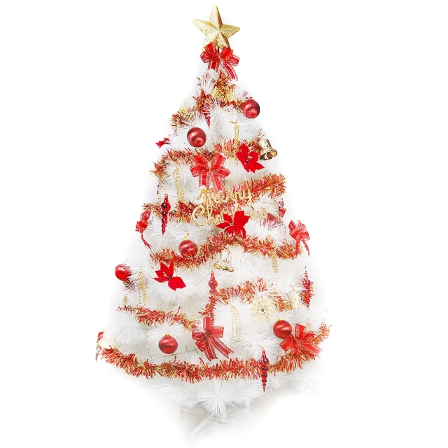 【摩達客】台灣製15尺/15呎 450cm 特級白色松針葉聖誕樹(含紅金色系配件/不含燈/本島免運費)