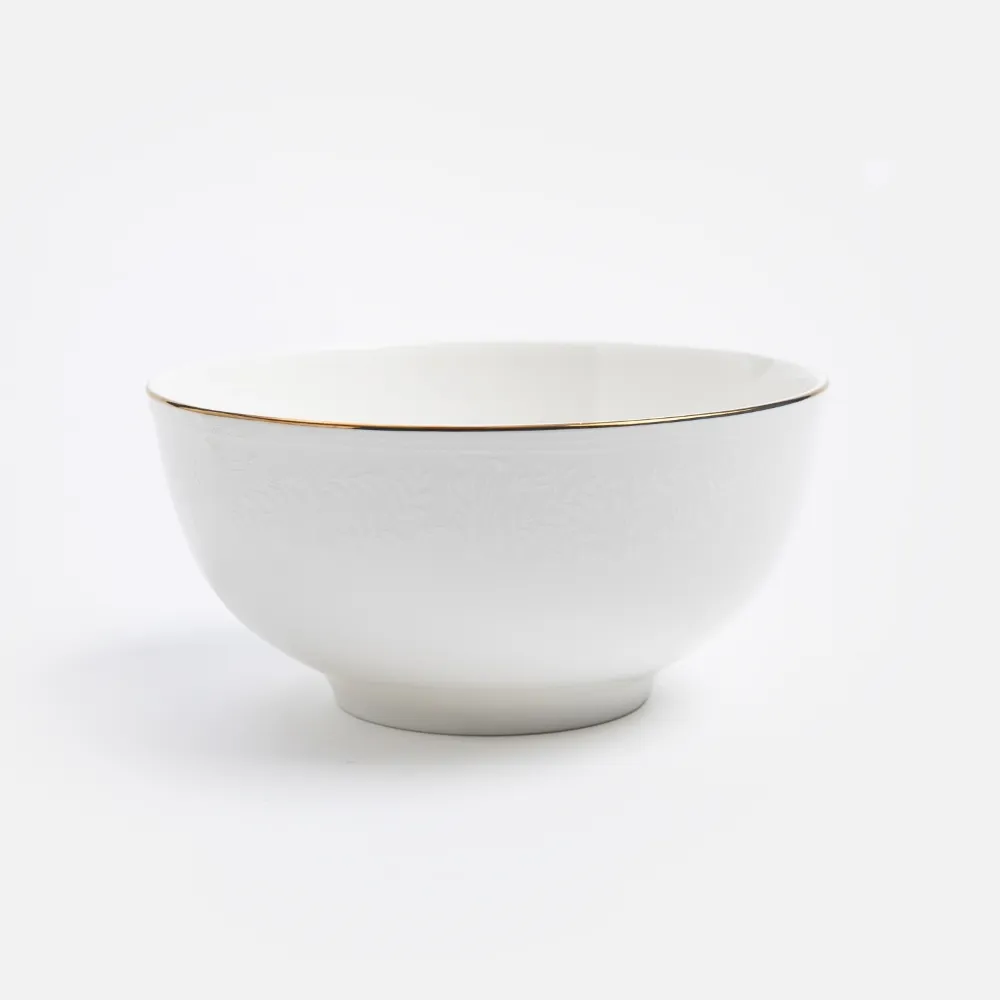 【HOLA】斯凱勒骨瓷湯碗15.7cm 花邊白
