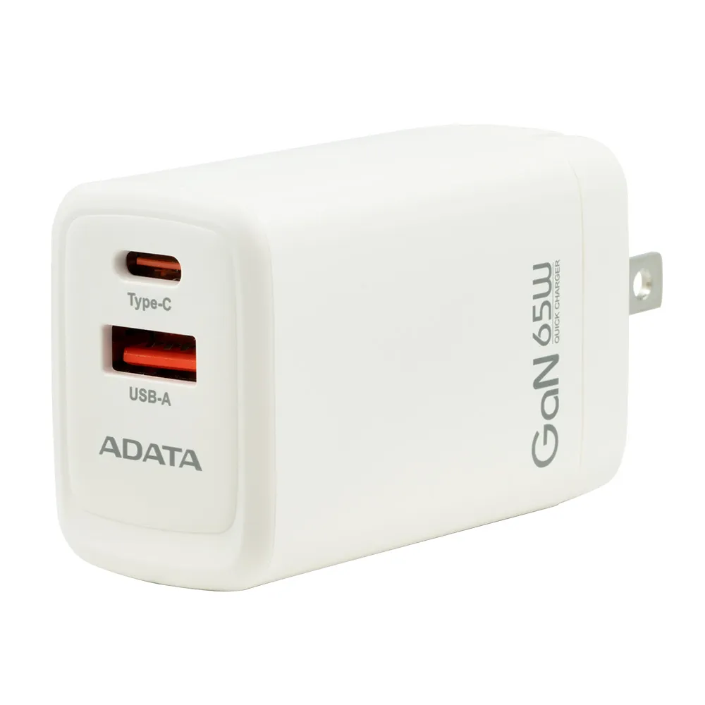 【ADATA 威剛】65W GaN氮化鎵 超高速USB-A/USB-C 雙孔快充充電器(JT-G65Q)