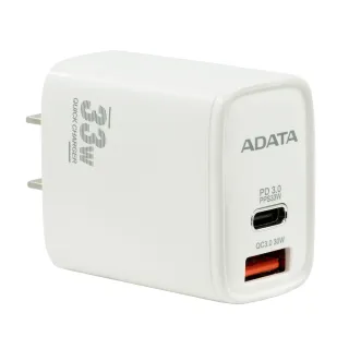 【ADATA 威剛】33W 高速USB-A/USB-C 雙孔快充充電器(JT-P33)
