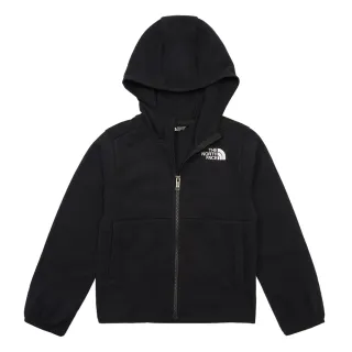 【The North Face 官方旗艦】北面兒童黑色舒適保暖連帽抓絨外套｜8A47JK3