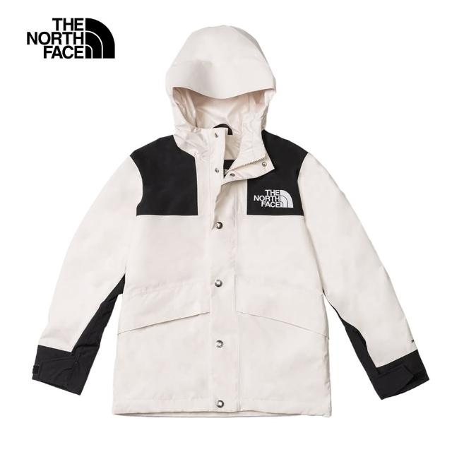 【The North Face 官方旗艦】北面兒童白色DryVent防水透氣保暖連帽衝鋒衣｜899AQLI(外套)