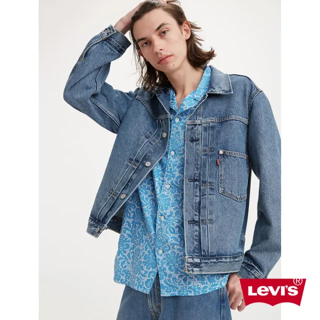 【LEVIS 官方旗艦】男款 牛仔外套/Type1復古寬鬆版型/精工中藍染水洗/後調節帶設計 熱賣單品 A3174-0004