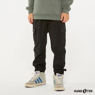 【Hang Ten】童裝-恆溫多功能-JOGGER FIT四面彈防輕潑水貼口袋束口長褲(黑)