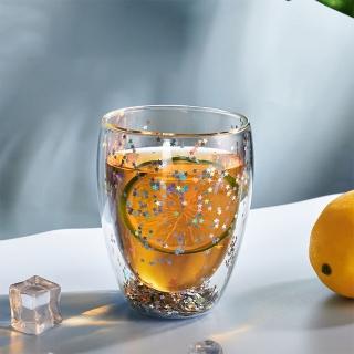 【CW LIFEGROUP 可營生活選物】雙層星星玻璃杯 350ml(玻璃杯/雙層杯/馬克杯/水杯/咖啡杯)