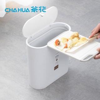 【茶花CHAHUA】柯琳橢圓型按壓彈蓋式垃圾桶-10.8L(按壓式垃圾筒/隙縫式垃圾桶/窄型垃圾筒)
