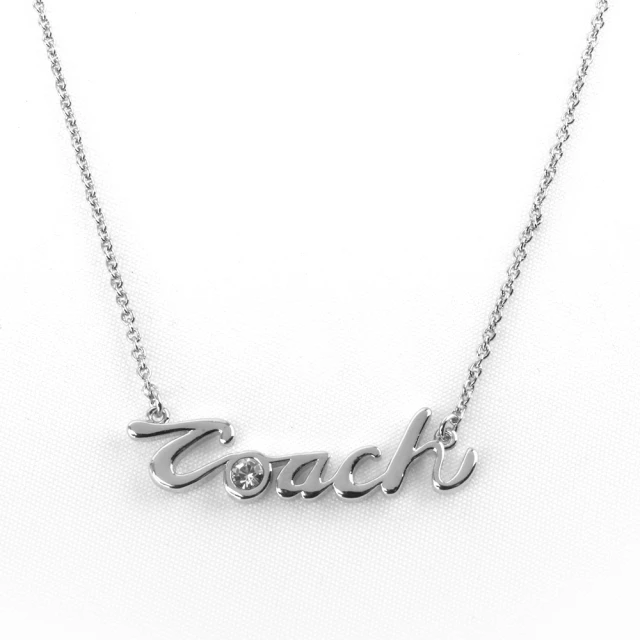 COACH C Logo 及玻璃水鑽項鍊(銀色/黑色)折扣推