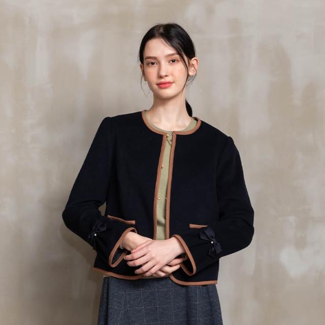 【perng yuh 芃諭名品】甜美圓柔 滾飾 軟毛呢 短外套(2023 AW Collection｜2C秋冬系列)