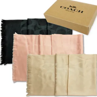 【COACH】C LOGO羊毛混桑蠶絲巾圍巾禮盒(多色選一)
