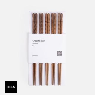 【HOLA】艾禮思原木筷5入組 刻線原色
