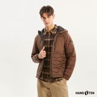 【Hang Ten】男裝-恆溫多功能-石墨烯防輕潑水保暖絎縫連帽外套(咖啡)