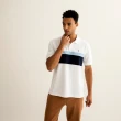 【Arnold Palmer 雨傘】男裝-胸前拼接配色小傘POLO衫(白色)