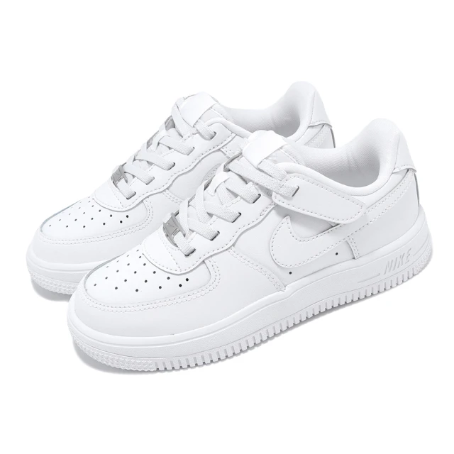 NIKE 耐吉 休閒鞋 Force 1 Low Easyon PS 中童鞋 白 皮革 魔鬼氈 AF1 經典(FN0237-111)