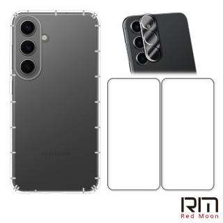 【RedMoon】三星 S24+ 手機殼貼4件組 空壓殼+9H保貼2入+3D全包鏡頭貼