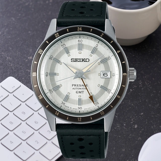 SEIKO 精工SEIKO 精工 PRESAGE系列 Style60’s GMT雙時區 復古風 機械腕錶(SSK011J1/4R34-00B0Z)