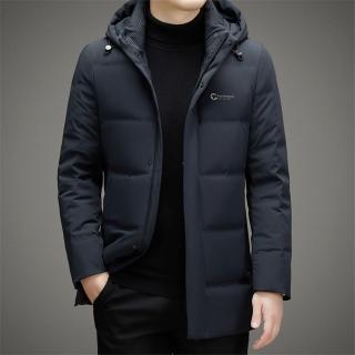 【米蘭精品】現貨+預購 真羽絨90%白鴨絨羽絨外套羽絨衣夾克(保暖防寒純色可拆連帽男外套2色74gs33)