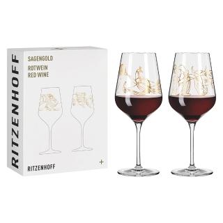 【RITZENHOFF】Legendary Gold/傳奇黃金系列- 希臘神話紅酒對杯(德國製造/無鉛水晶玻璃)
