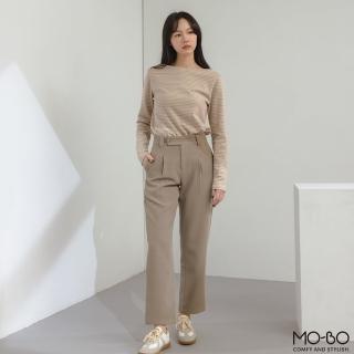 【MO-BO】MIT磨毛條紋一字領上衣