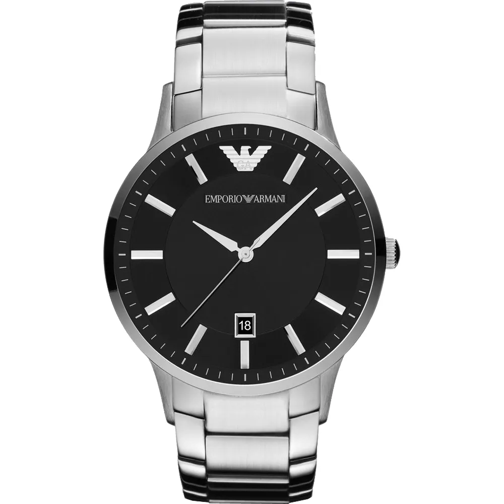 【EMPORIO ARMANI】亞曼尼紳士手錶-黑x銀/43mm 畢業禮物(AR11181)