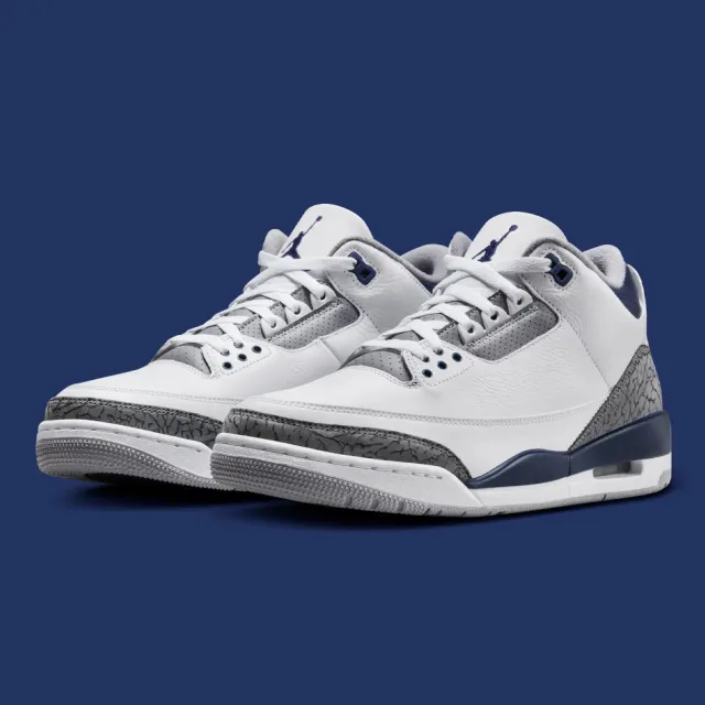 NIKE 耐吉】休閒鞋AIR JORDAN 3 RETRO MIDNIGHT NAVY 午夜藍白藍男鞋