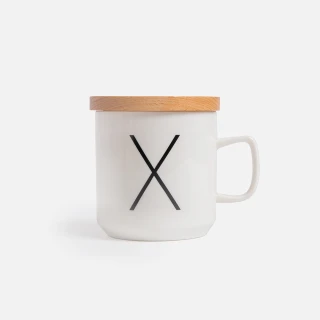 【HOLA】午茶時光木蓋字母馬克杯-X