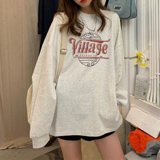 【Amirr 艾米爾】★寬鬆圓領中長款BF風長袖上衣(女上衣/長袖/T恤)