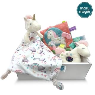 【Mary Meyer】獨角獸臻藏禮盒(彩虹獨角獸安撫巾+彩虹小馬手搖鈴＋彩虹小馬沙沙紙)