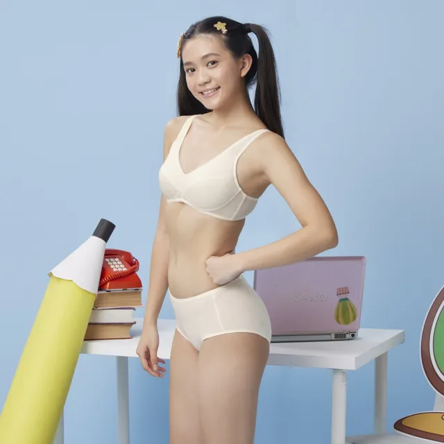 【BeenTeen 嬪婷】學生系列-Q萌牛奶 A-C罩杯第三階段適體內衣 BB1647CR(趣味白)
