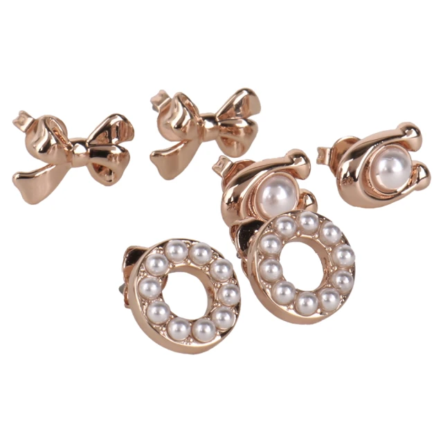 COACH 樹脂鎖頭及鑰匙造型不對稱耳環(金色/粉色)評價推