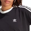 【adidas 愛迪達】3 STRIPES TEE 女 黑 運動短袖上衣 三線 穿搭 運動 休閒(IK4049)