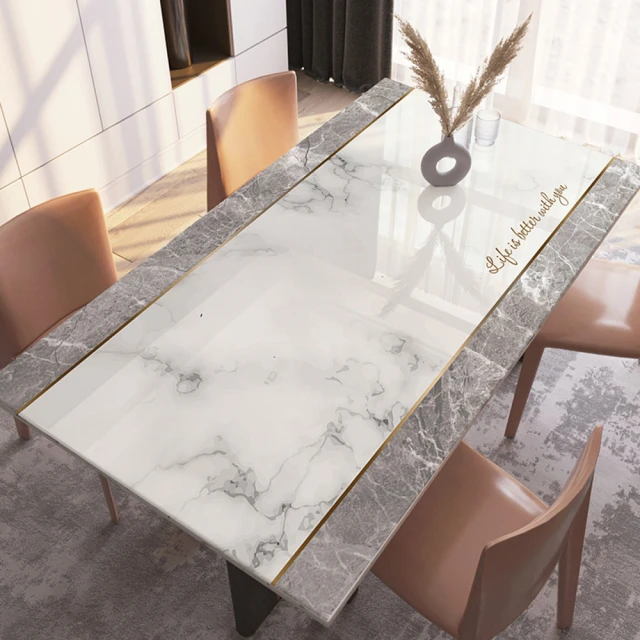 西格傢飾 北歐大理石紋軟玻璃桌墊60x120cm(防水/防污